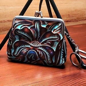 Patricia Nash Brown and Blue Embossed Bag